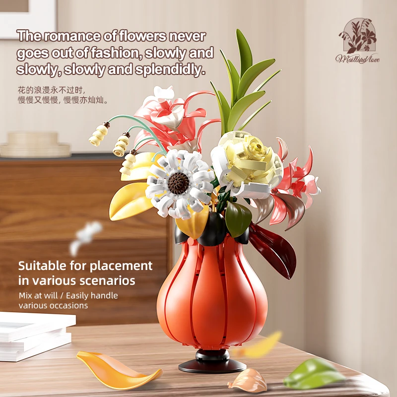 Simulatie Boeket Bouwstenen Assemblagemodel Bloemen Plant Ornamenten MOC Technische Bakstenen voor Meisje DIY Decoratie Geschenken