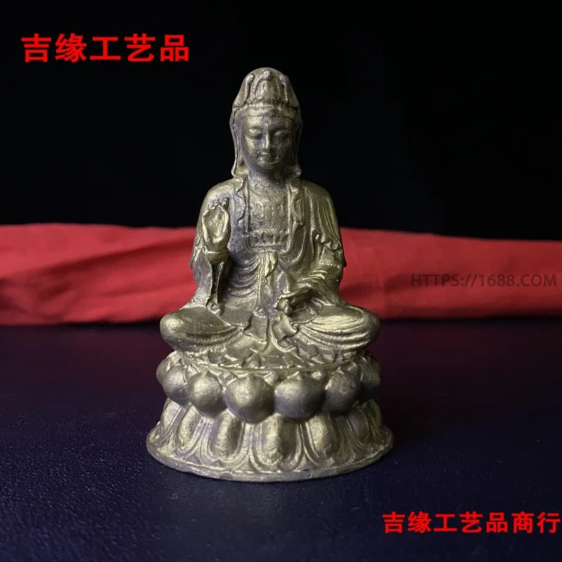 

Антикварные украшения Guanyin из сплава, ручная работа, ВОДНЫЕ ЛИЛИИ Avalokitesvara, украшение для дома и рабочего стола, ваза для святой воды Guanyin