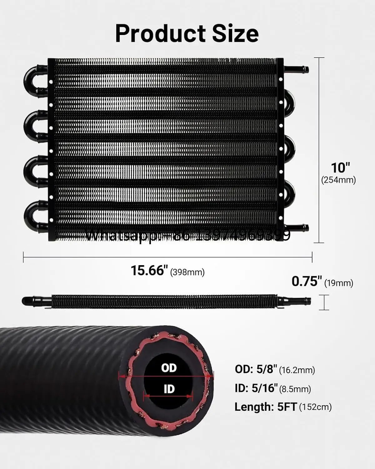 Universal 8 Pass Tube&Fin Transmission Oil Radiator-Heavy Duty Aluminum Auto Trans Cooler Kit with Mounting Brackets&CPE Hose