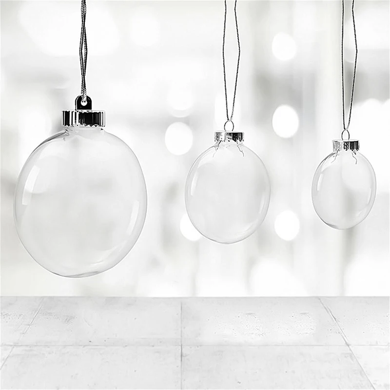 6/8/10cm Plastic Transparent Christmas Ball Home Xmas New Year Party Decoration DIY Clear Fillable Tree Hanging Pendant Ornament