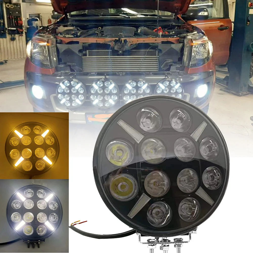 1PCS 9 Inch Round 120W Work Light 12V 24V Yellow White Led DRL Off Road Fog Lamp For Lada Truck 4X4 4WD Car Accessories