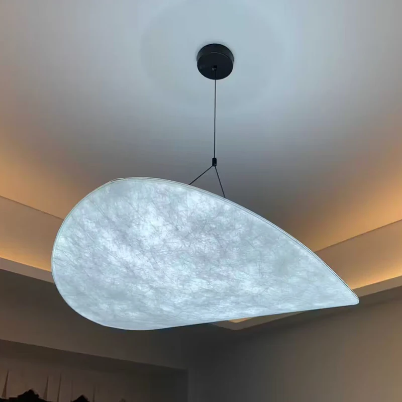 Nordic Minimalist Silk Pendant Lamp Modern Art LED Chandelier Ceiling for Living Room Home Decor Indoor Hanging Fixture Lighting