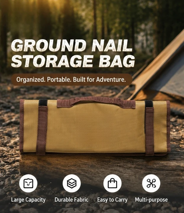 1680D Double Oxford Cloth Tent Stake Storage Bag Roll Up Camping Tool Organizer for Ground Nail Rope Hammer Outdoor Gear