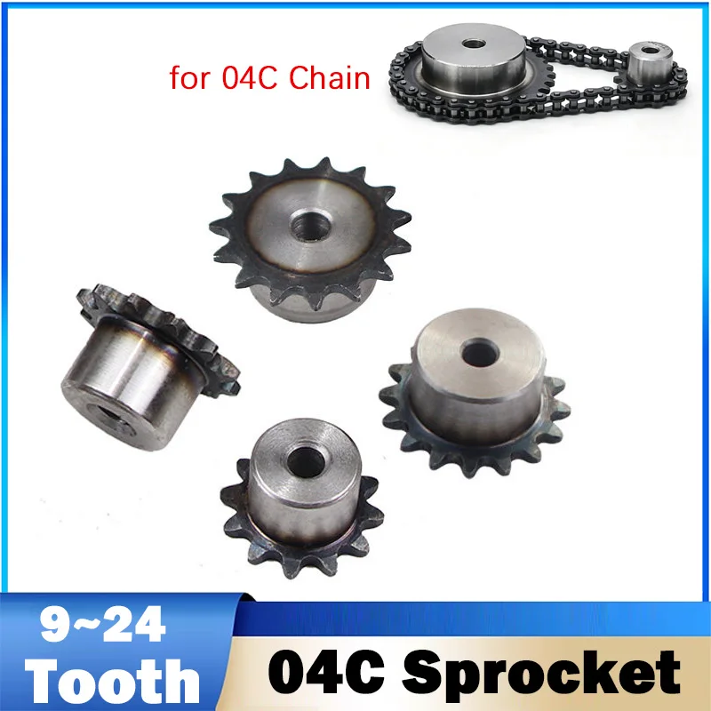 1Pcs 04C Sprocket 9/10/11/12/13/14/15/16/17/18/19/20/21/22/23/24 Tooth 04C Table Wheel,45# Steel for 04C Chain Pitch 6.35mm