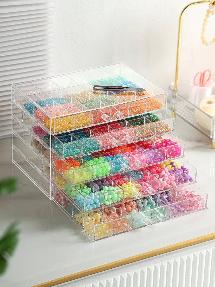 Jewelry Boxes Beads Storage Box Display Case Transparent Acrylic Display Case Rings Earring Organizer Handmade DIY Accessories