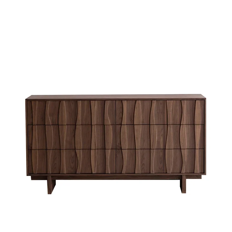medieval style all solid wood six-chest cabinet, black walnut card cabinet, master binst the wall, sofa side cabinet