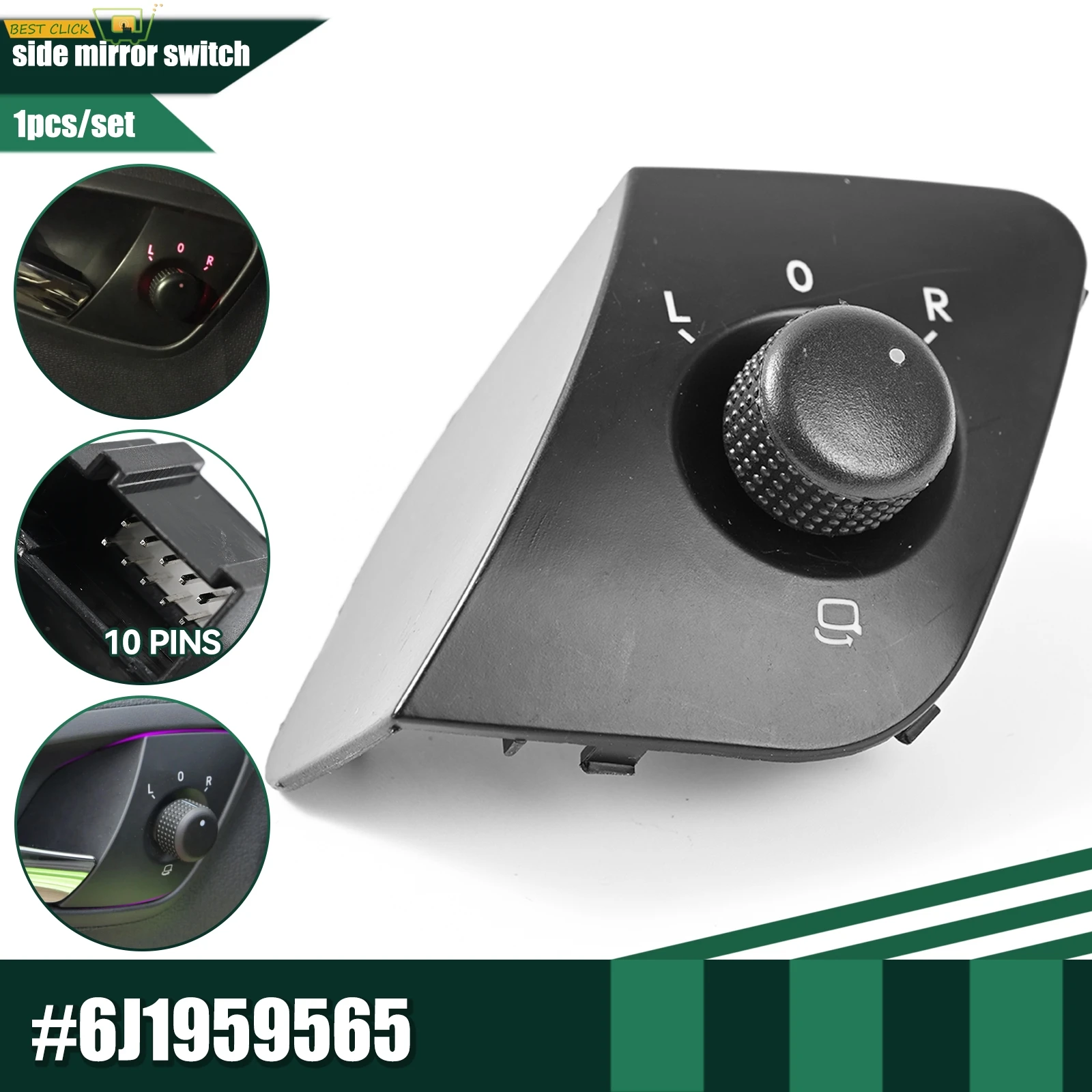 1PC For Seat Ibiza 2009-2015 6J Electric Car Vehicle Exterior Side Mirror View Adjust Control Switch Knob 6J1 959 565 6J1959565