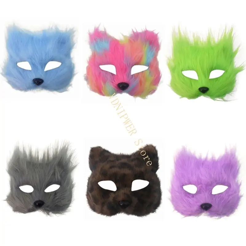 

Realistic Foxes Role Play Mask With Furry Furry Plush Accents Semi Face Design For Halloween Celebrations And Performances D08E