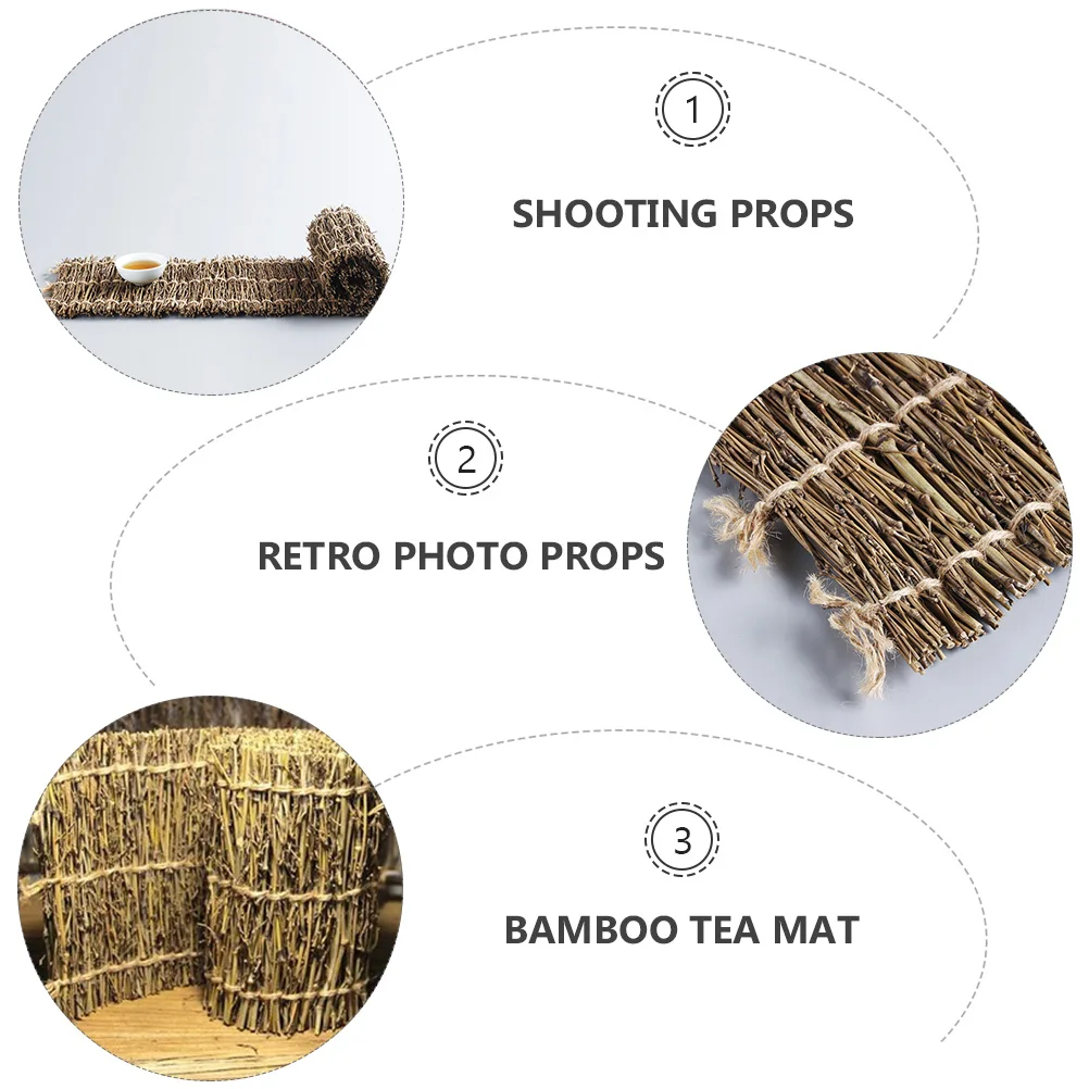 Bamboo Branch Props for Photography Woven Tea Mat Retro Photo Background Home Decoration Lightweight Compact Storage