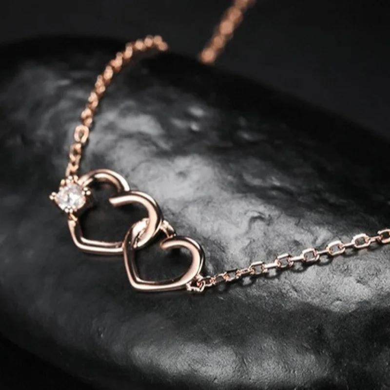 سوار من الفضة الإسترليني على شكل قلب مخصص HeartS925 للنساء مع ترصيع الزركون، تصميم متخصص، طراز كوري، فالن بسيط