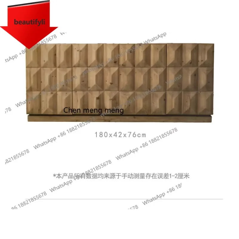 

A48 Ваби Песчаный ветер, обеденный боковой шкаф из цельного дерева, ретро настенный шкаф для хранения карт в гостиной, антикварный входной шкаф