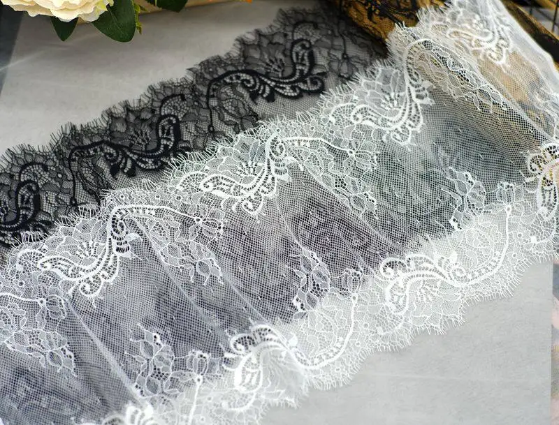6 M Soft Non Elastic Eyelash Lace Fabric Width 16-26 cm DIY Underwear Decoration Clothing Splicing Accessories