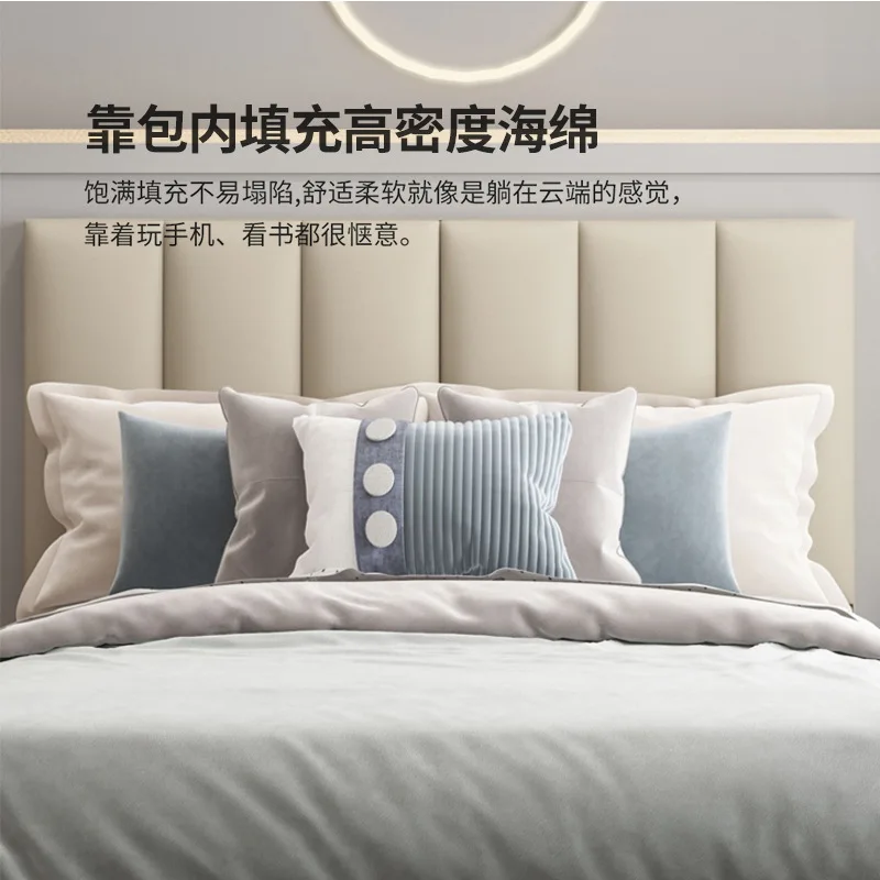 Modern light luxury leather children's bed, solid wood frame small apartment simple children's storage bed