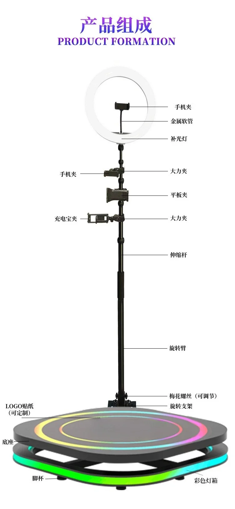 Selfie Ring Light LED Fill Light for Live Streaming Makeup Photography
