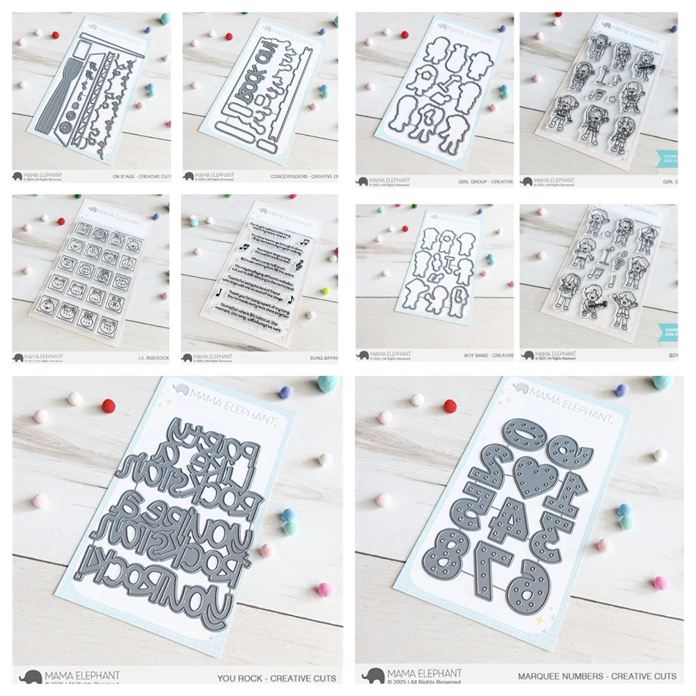 

Marquee Numbers Silicone Stamps and Metal Cutting Dies Sets for DIY Craft Making Greeting Card Scrapbooking Decoration