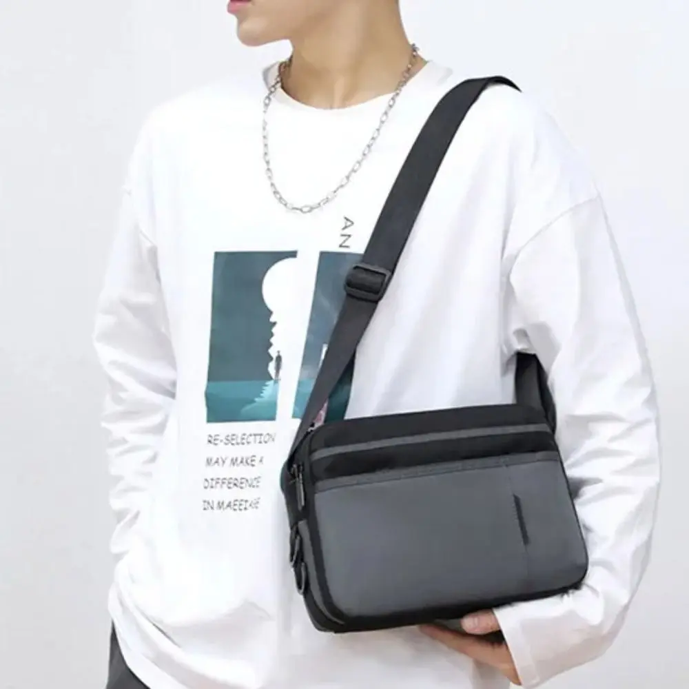 حقيبة كتف رجالية بكتف واحد، سعة كبيرة، متعددة الجيوب، حقيبة ساعي البريد للرجال، حقيبة كروس من النايلون متعددة الوظائف #1