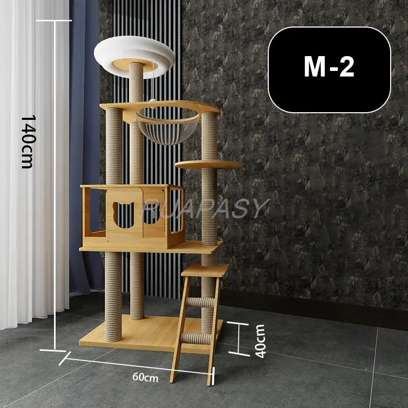 Sarang pohon kucing kayu Multi-Level, sarang kucing, bingkai panjatan, rak gores, tiang ruang, menara Platform lompat, kapsul