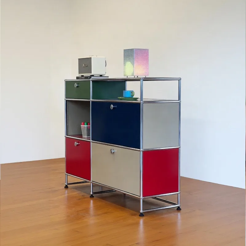 

Side cabinet storage storage living room module metal color matching dining side cabinet