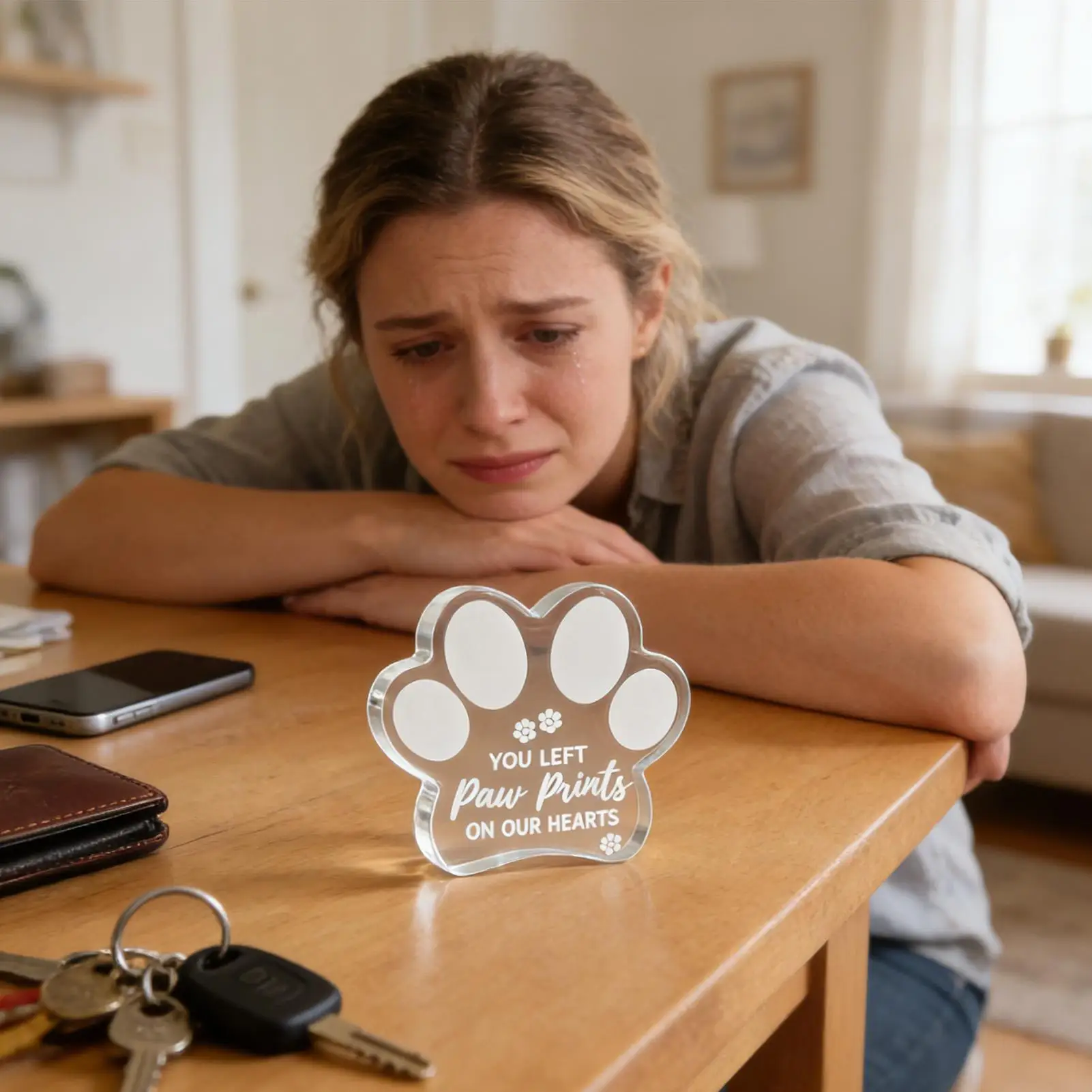 Loss Of Dog Sympathy Gift Clear Acrylic Light Reflecting Decor Pet Memorial Ornament For Family Friends Puppy Kitten Cat Home