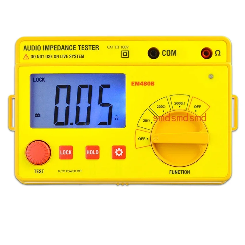 EM480B Digital Audio Impedance Tester Meter Test Range 20Ω/200Ω/2000Ω Resistance Meter 1KHz Test Frequency Data Hold