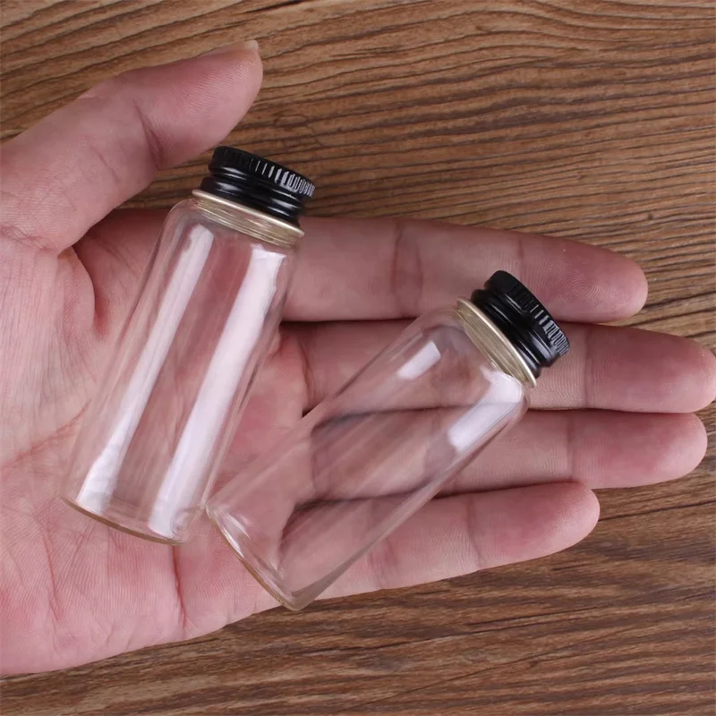 60-flacons-en-verre-de-25-ml-avec-couvercles-en-aluminium-noir-petits-pots-en-verre-transparents-flacons-pour-medicaments-poudres-tubes-a-essai-artisanat-diy