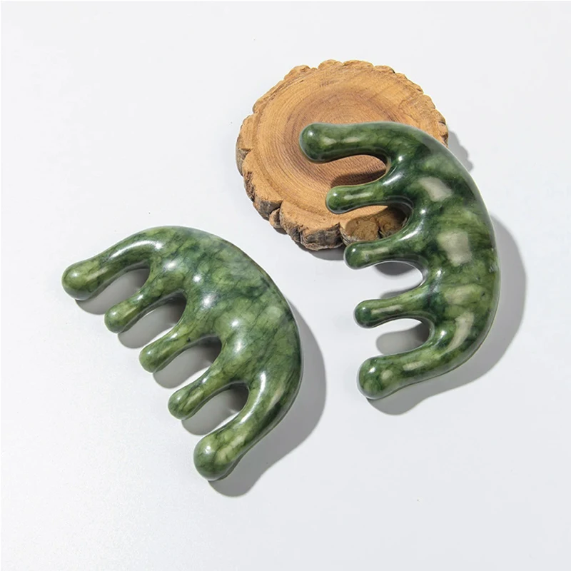 

New Green Phoenix Jade Comb Portable Scalp Massager for Hair Growth Gua Sha Scraping Head Spa Therapy Relaxation Gift for Women