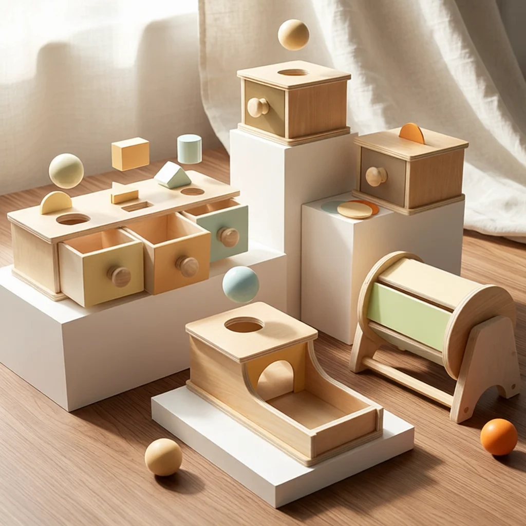New Montessori Macaroon Color Spinning Drum Match Coin Box Permanent Box Round Rectangular Box Kids Sensory Toys for Baby Gifts — MAC