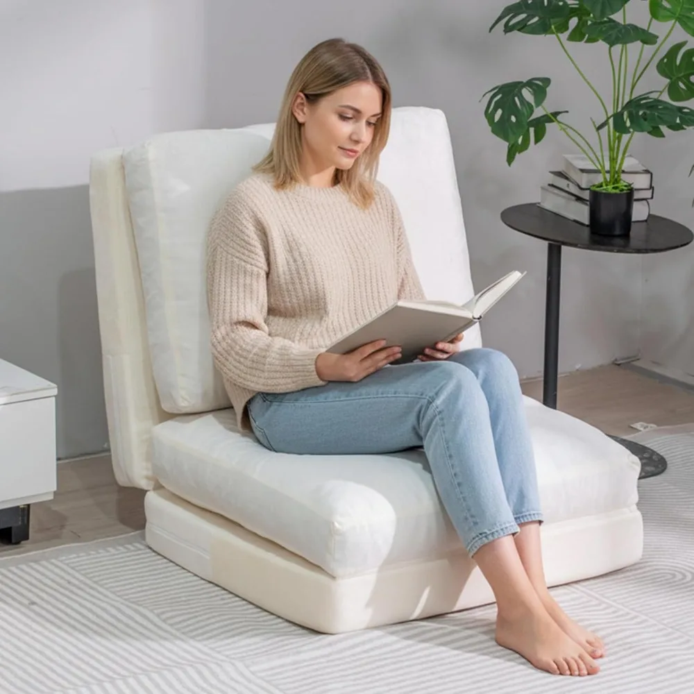 Versatile 4-in-1 Folding Sofa Bed with Memory Foam Bean Bag Chair, Ideal for Adults in Bedrooms, Living Rooms, and Apartments -