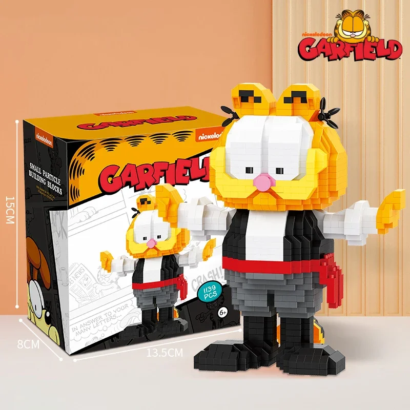 Garfield Series Building Clocks Classic Cartoon Garfield Cute Cat Model Bricks Desktop Decoration Kids DIY Toys Christmas Gifts