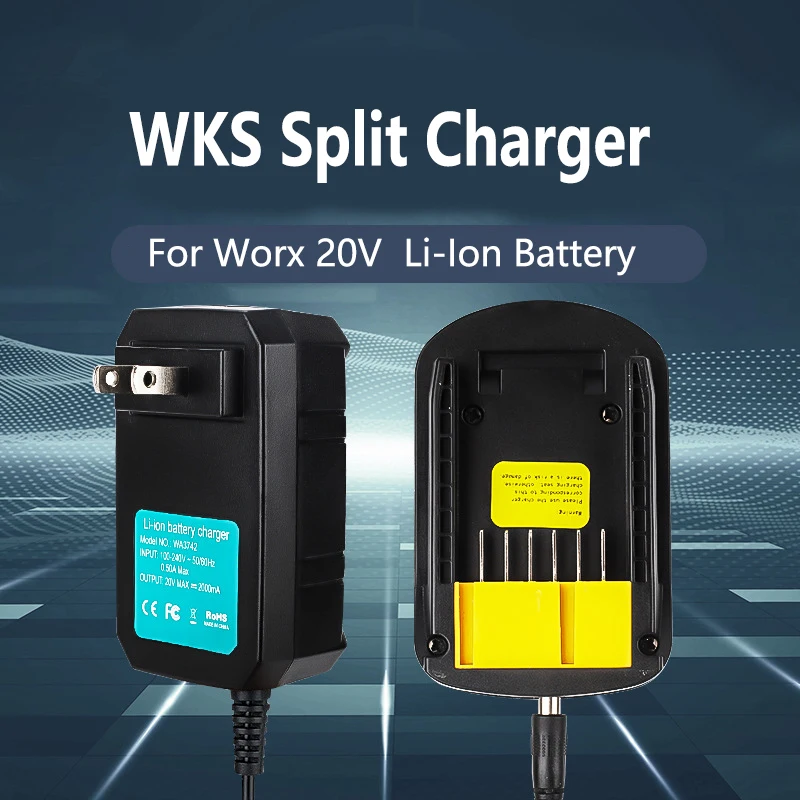 

Новое зарядное устройство для литиевой батареи Worx WA3520 W3575 WA3578 20 В 18 В, зарядное устройство для литий-ионной батареи 2 А для Worx WA3742 WA3875 с вилкой европейского/американского стандарта