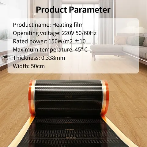 0,25 m²~3,75 m² 150 w/m² AC200~240 V Ny PTC Orange Värmefilm Varm Golvvärmematta 6 best sales golvvärme - №3