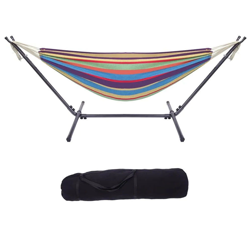 

Double Hammock With Space Saving Steel Stand Portable w/Handbag Hammock Stand