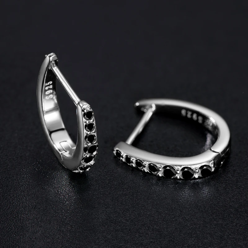 Real D Color VVS1 Moissanite Clip Earrings for Women Men 100% Solid 925 Silver White/Black Diamond Hoops Earrings Fine Jewelry