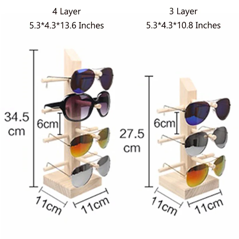 2~6 Layers Wood Sunglass Display Rack Shelf Glalsses Storage Eyeglasses Show Stand Jewelry Holder Multi Pairs Glasses Showcases