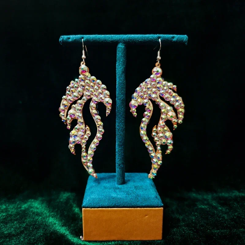 Belly Dance Female Adult High-end Exquisite Earrings Jewelry Handmade Colored Diamond Performance Ear Accessories