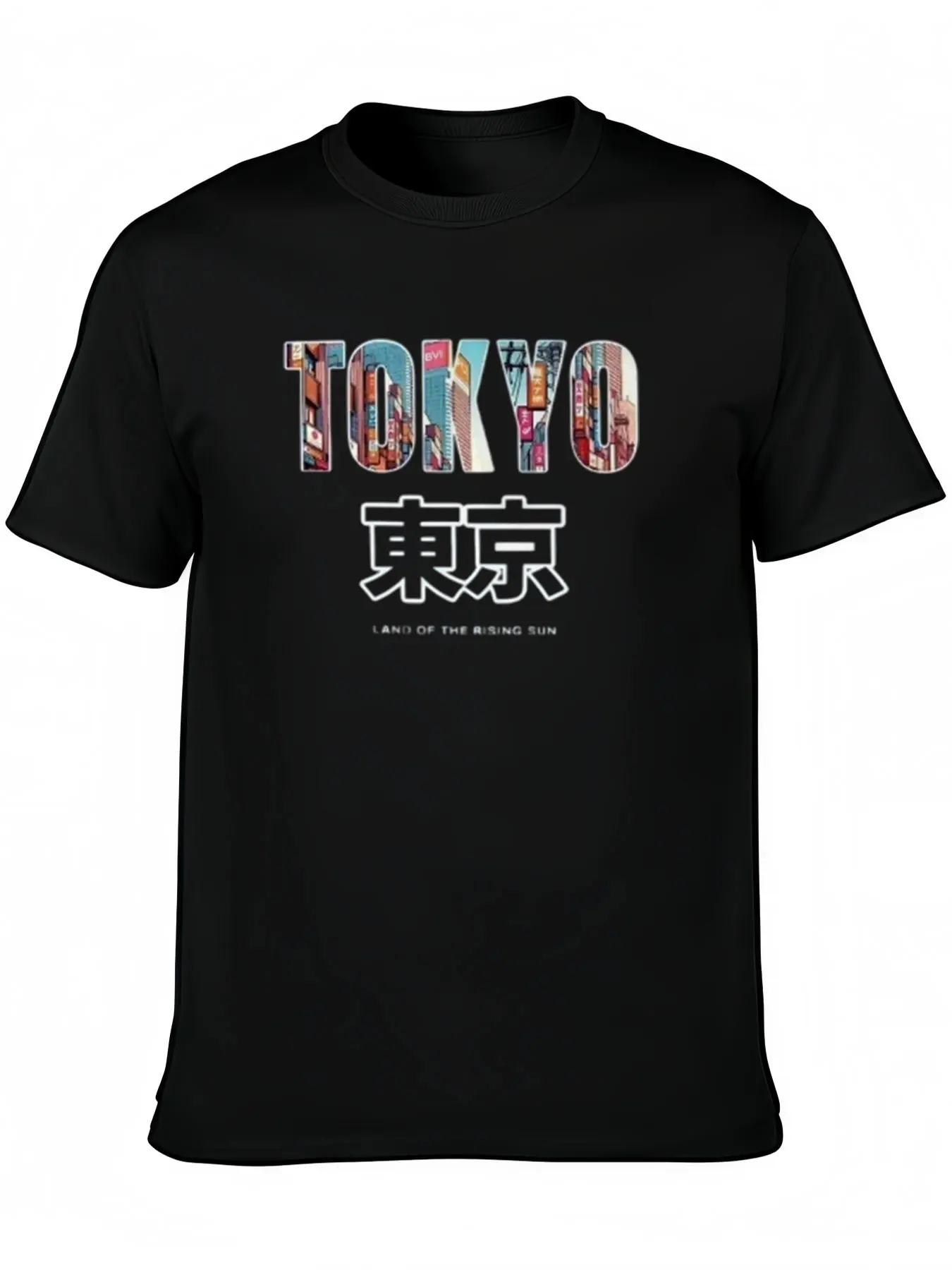 تي شيرت رجالي من القطن الفاخر برقبة دائرية ناعمة مع طباعة TOKYO اليابانية Kanji وطباعة Land of the Rising Sun مثالية لـ Thanksgiving Gif