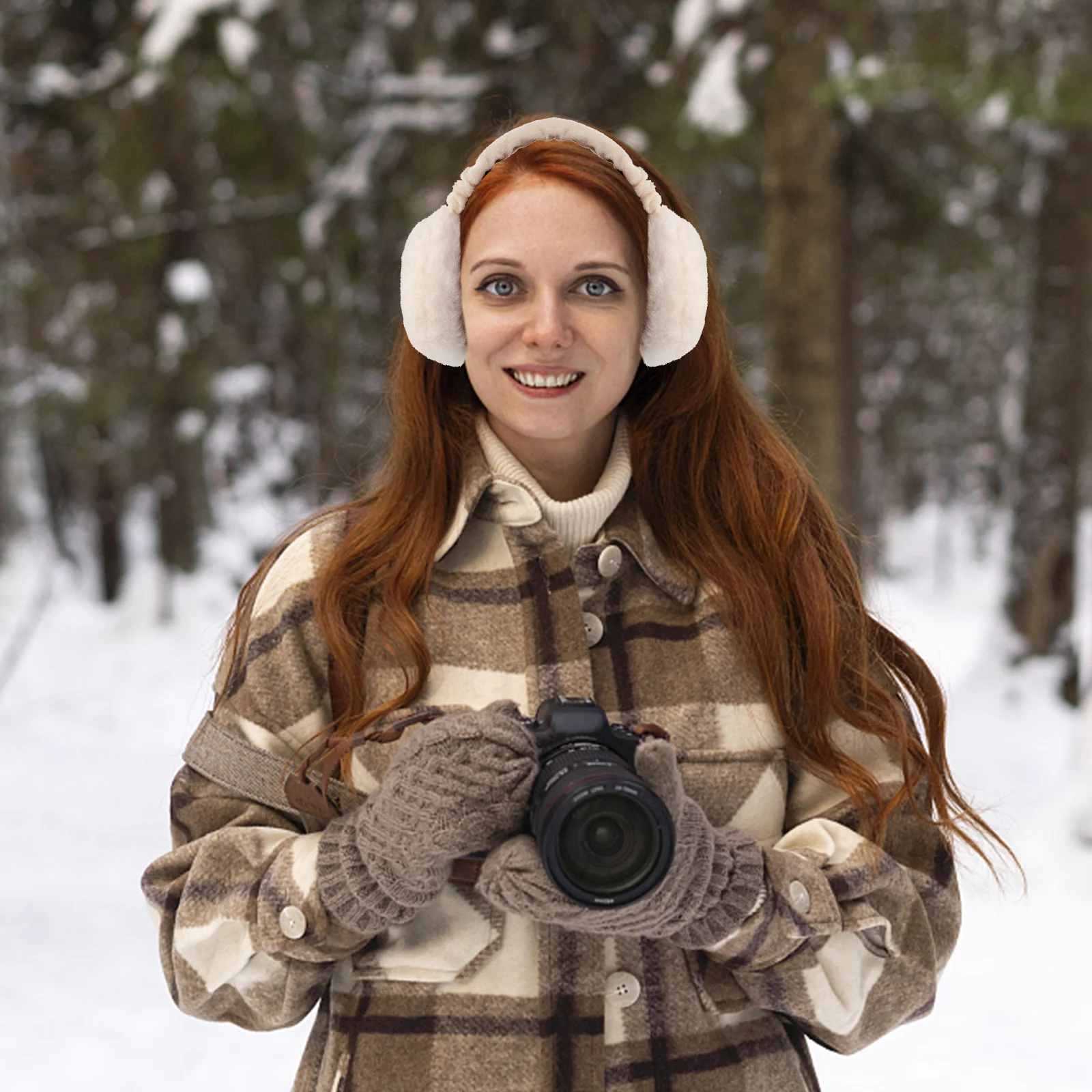 يفشل الشتاء غطاء للأذنين للنساء لطيف الكرتون تدفئة الأذن الأذن دفئا في الهواء الطلق أغطية الرأس التبعي الأبيض #3