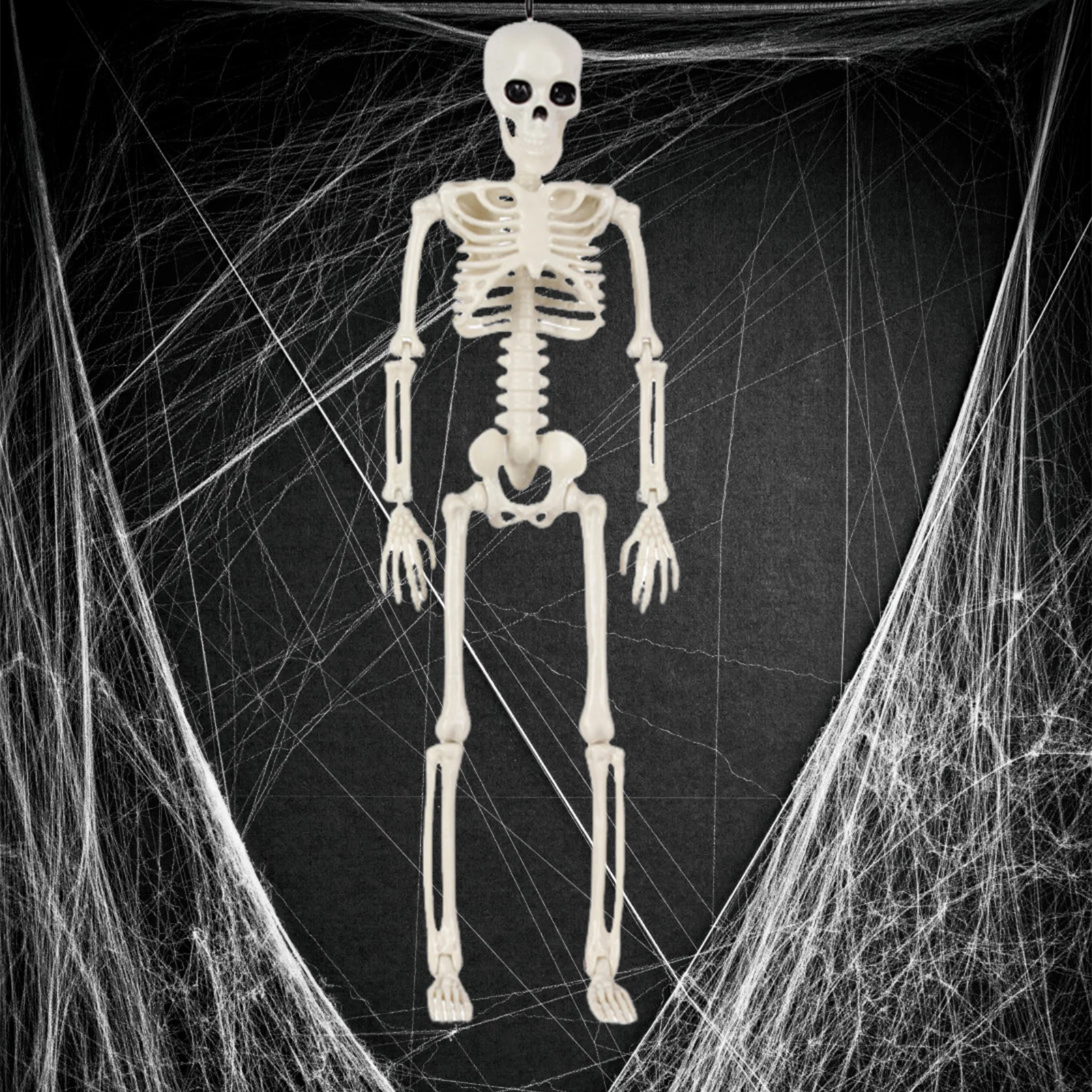 Halloween Life Size Skeleton Full Body 40cm Posable Halloween Skeleton Decor with Movable Joints for Haunted Houses Cemeteries