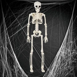 Halloween Life Size Skeleton Full Body 40cm Posable Halloween Skeleton Decor with Movable Joints for Haunted Houses Cemeteries