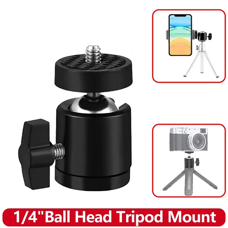 Universal Mini Metal Ball Head Adapter 360 Degree Adjustment 1/4