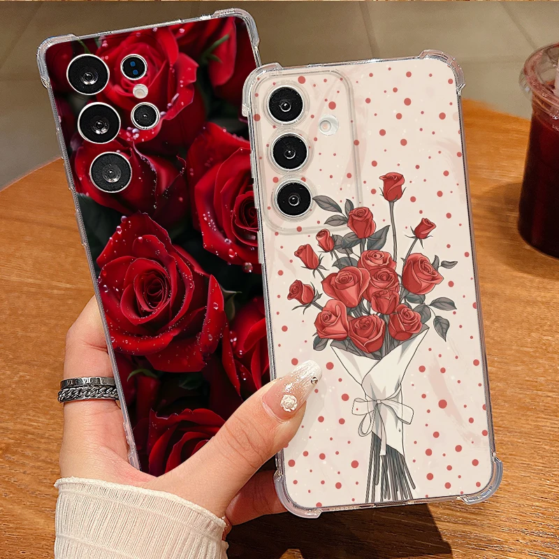 Rosenblüten-Muster Handyhülle für Samsung Galaxy S26 S25 S24 S23 Ultra S25 FE A57 A37 A17 A56 A55 A36 A16 A15 Silikonhülle
