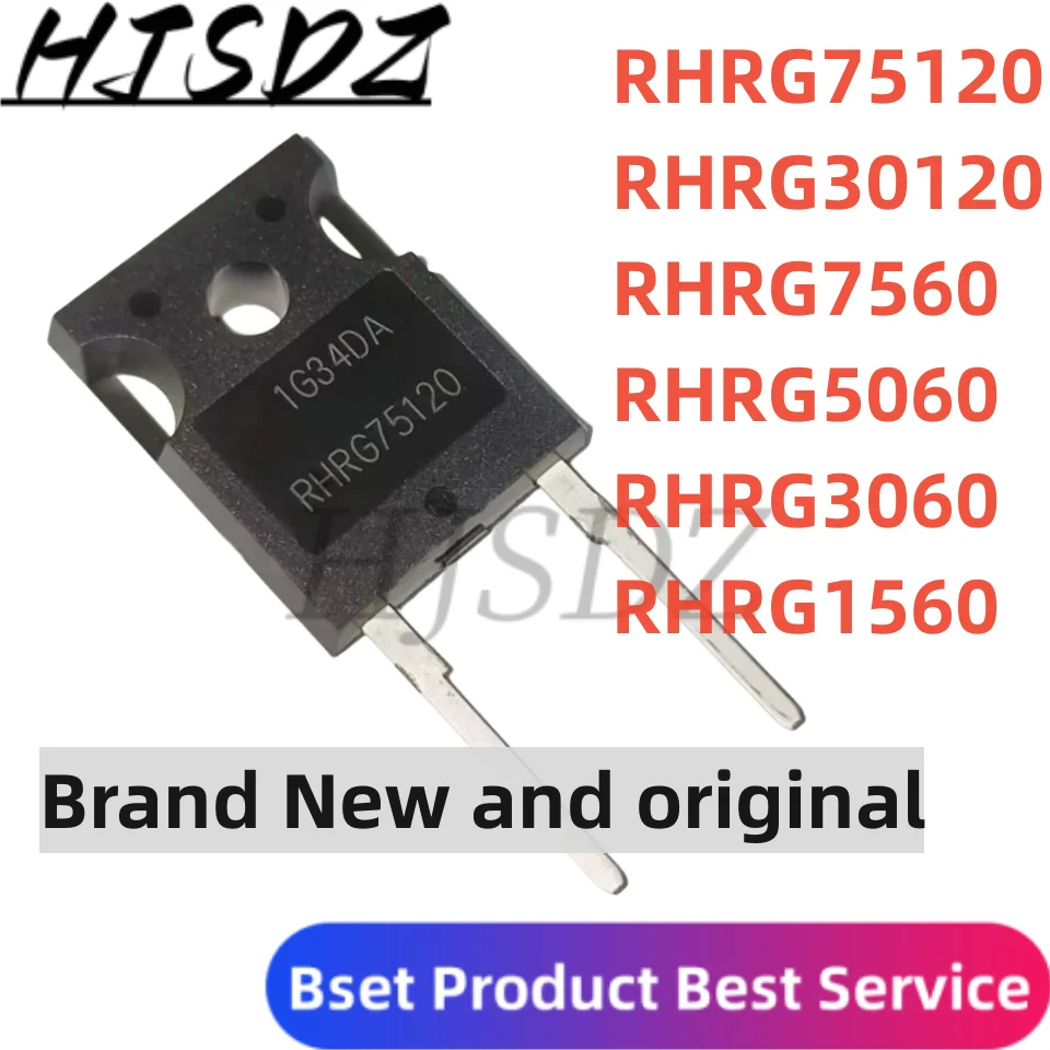 

5PCS New Import RHRG75120 RHRG30120 RHRG7560 RHRG5060 RHRG3060 RHRG1560 TO-247 1200V 75A High Power Diode Fast Recovery
