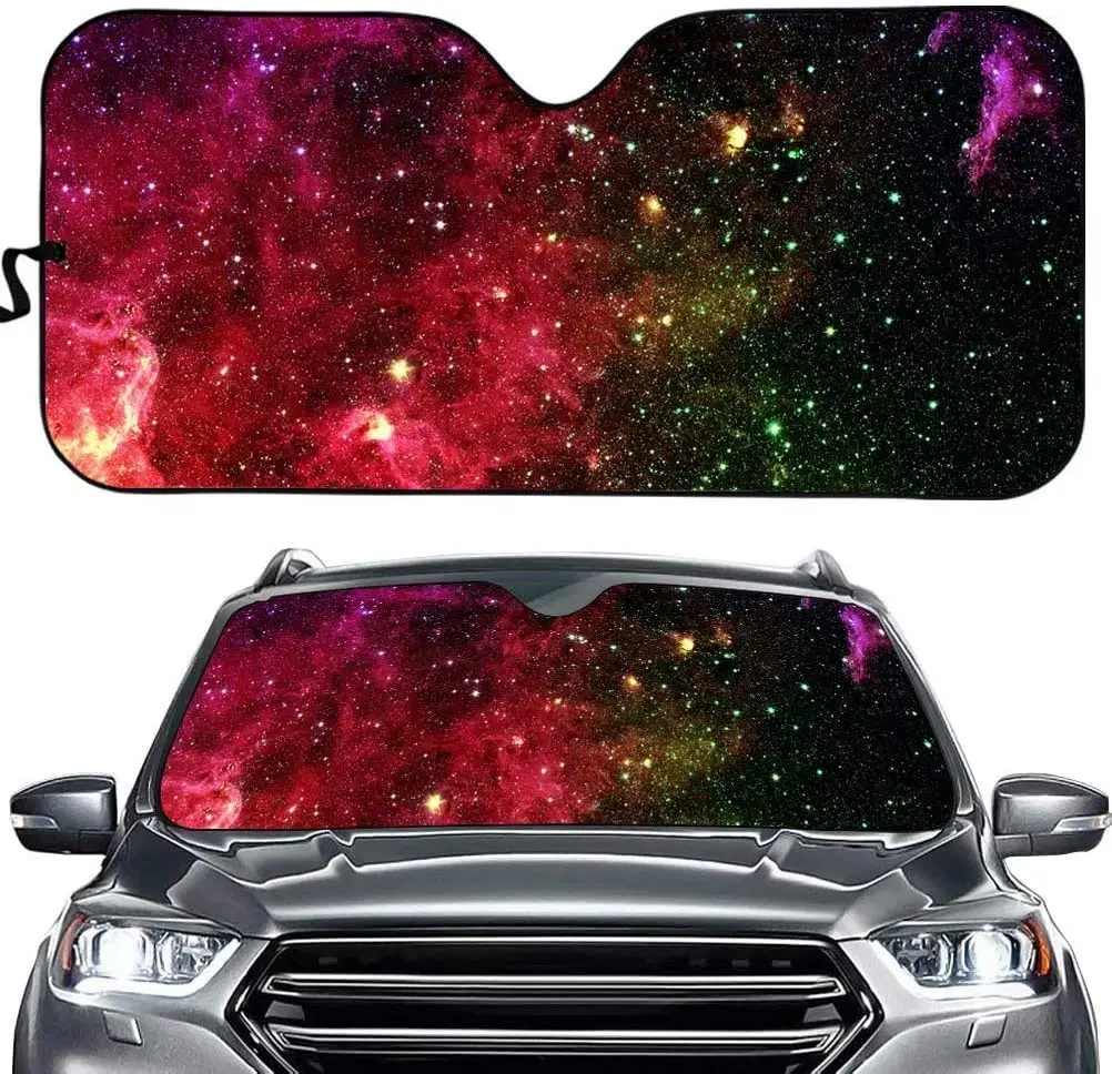 Galaxy Print parasole antivento pieghevole personalizzato Auto parasole scudo termico visiera parasole per Auto SUV camion