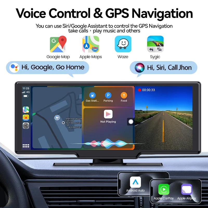 

10,26-дюймовый экран с CarPlay, камера заднего вида, AUX-навигация, проекция на экран автомобиля MP5, беспроводной видеорегистратор