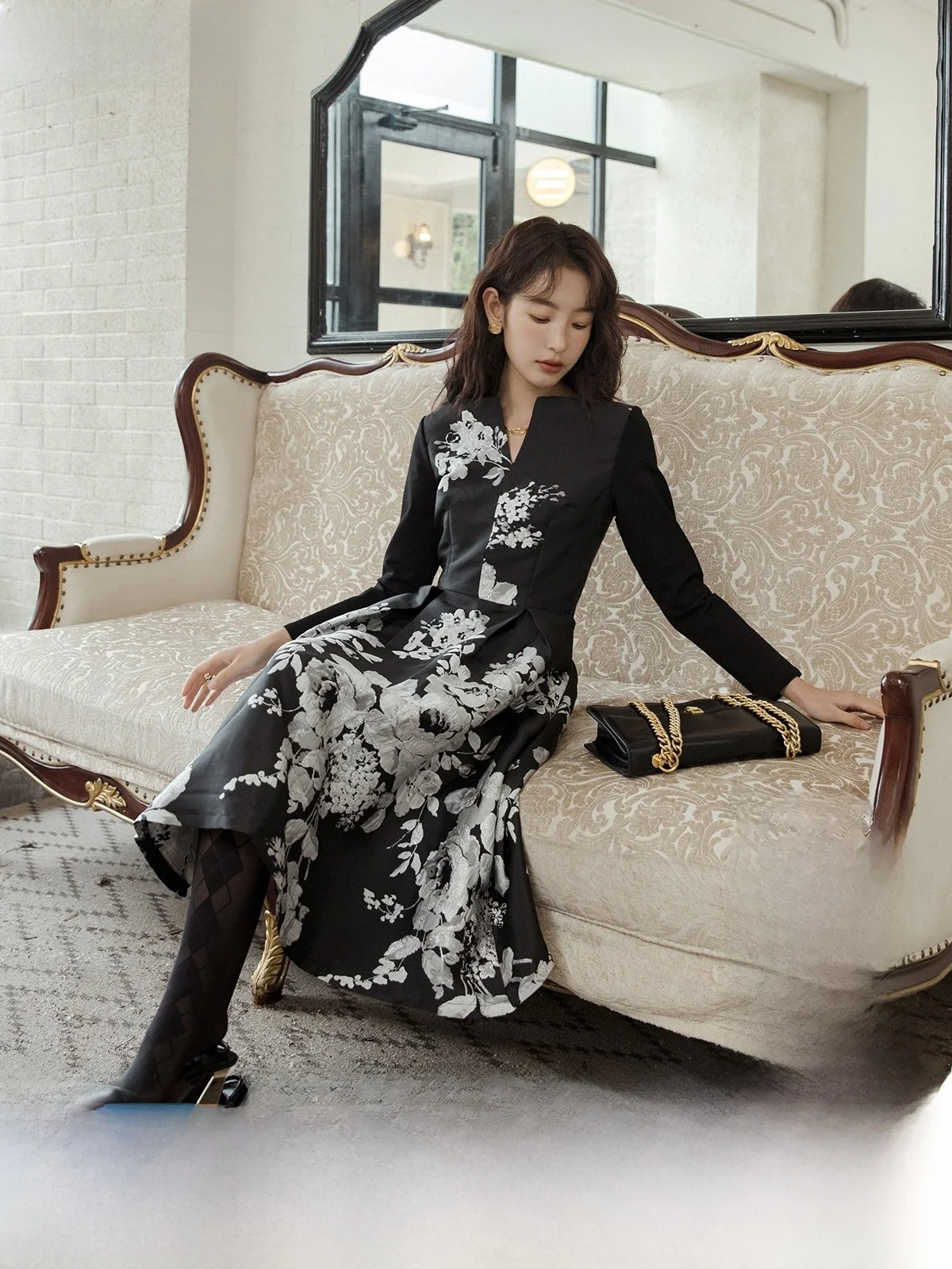 

Ele Red Floral Embroidery Dr Slimming Bla Dr New Year Par Spring Autumn Retro Gentle Aosphere Dr