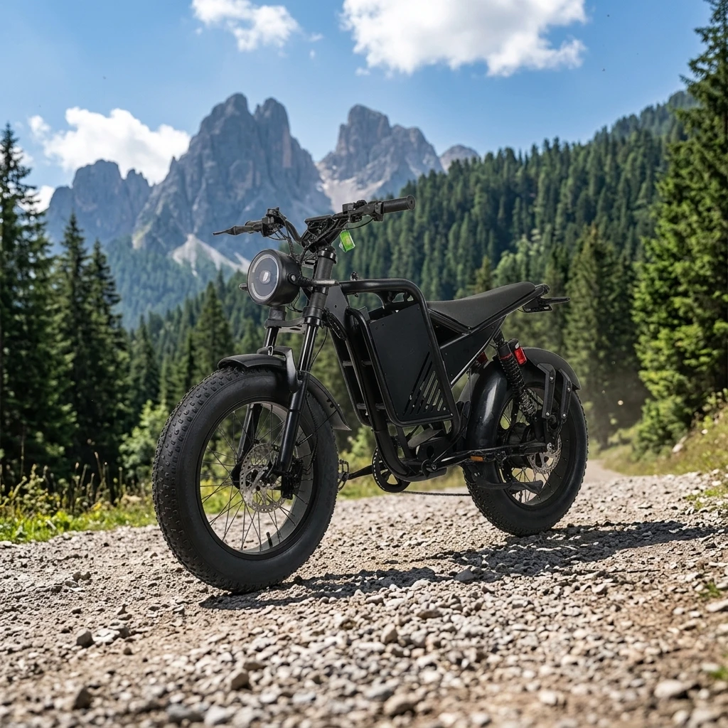Stlf 48V Lithium Battery Retro Style Black Knight Tire 800W Motor Disc Brake 20 Inch Rear Hub Off-Road Motorcycles 3 Speed