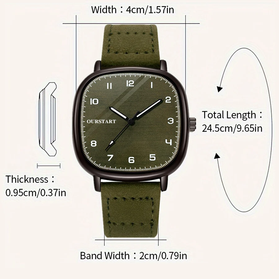 Men Simple Leather Strap Watches Exquisite Square Quartz Relogio Masculino Fashion Sports Wristwatch Male Mens Elegant Relojes