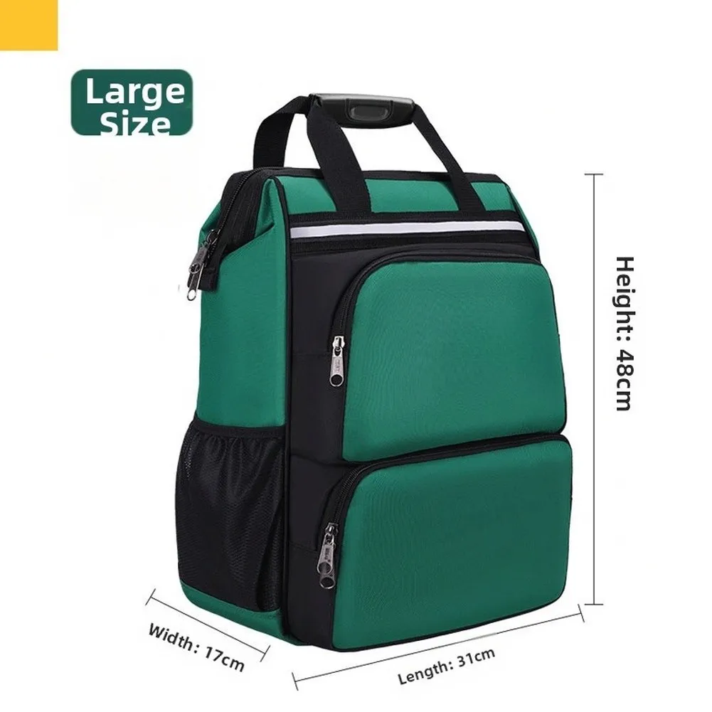 Green Tool Backpack for Electrical Work Double Shoulder Support Organized Layout 29x17x41cm 31x17x48cm ABS Material