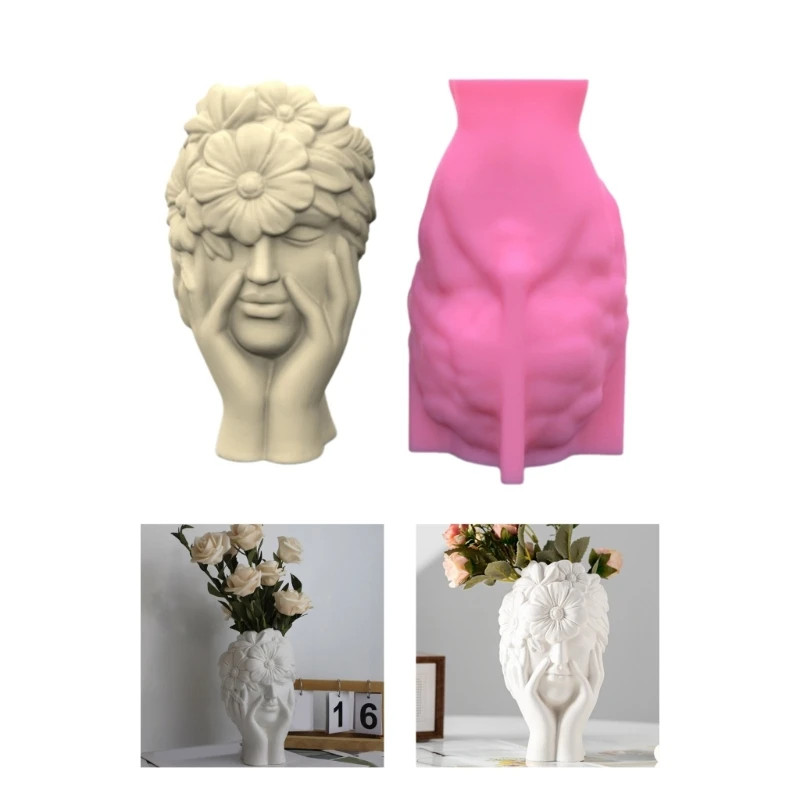 

Flower Girl Vase Molds Unique Flowerpots Silicone Mould for Making Planter Flower Arrangement Resin Molds Home Decors