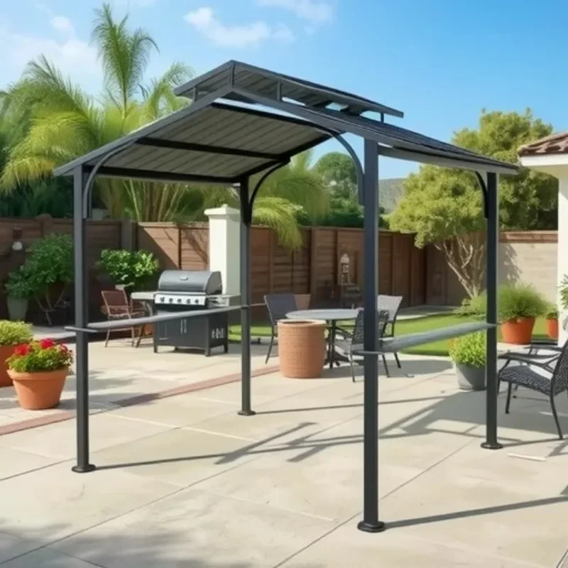 Garden household barbecue easy installation small tent outdoor oven sunshade rainproof canopy wrought iron canopy